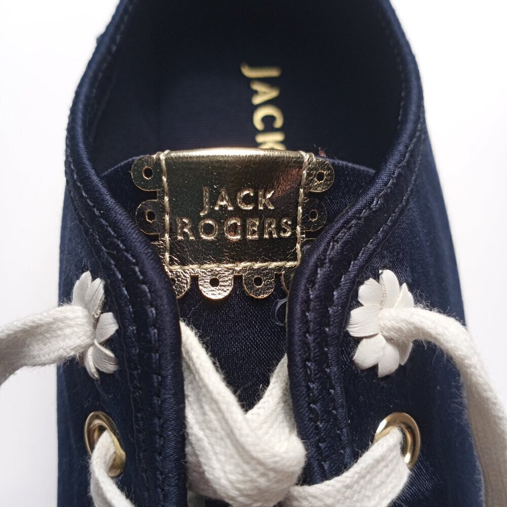 NWOT JACK ROGERS Lia Satin Lace Up Casual Fashion Sneakers - Midnight Navy - Picture 8 of 12
